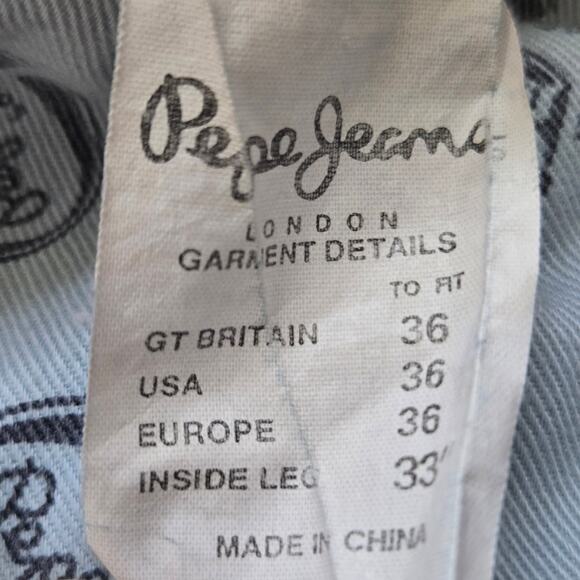 Vtg Pepe Jeans UK Jeans Mens 36x33 Medium Wash Baggy Y2K Skater Minor Wear - Picture 9 of 16